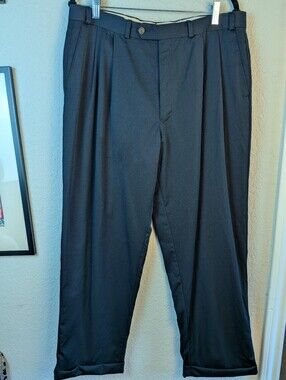 Vintage 1998 Ralph Ralph Lauren Mens Trousers 36"x30" Pleated Navy 100% Wool